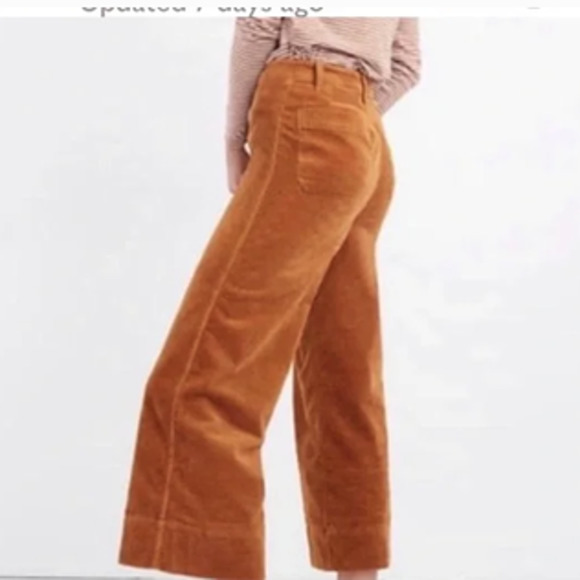 Madewell Pants - Madewell Emmett Rust Wide Leg Cropped Corduroy Pants, Size 6